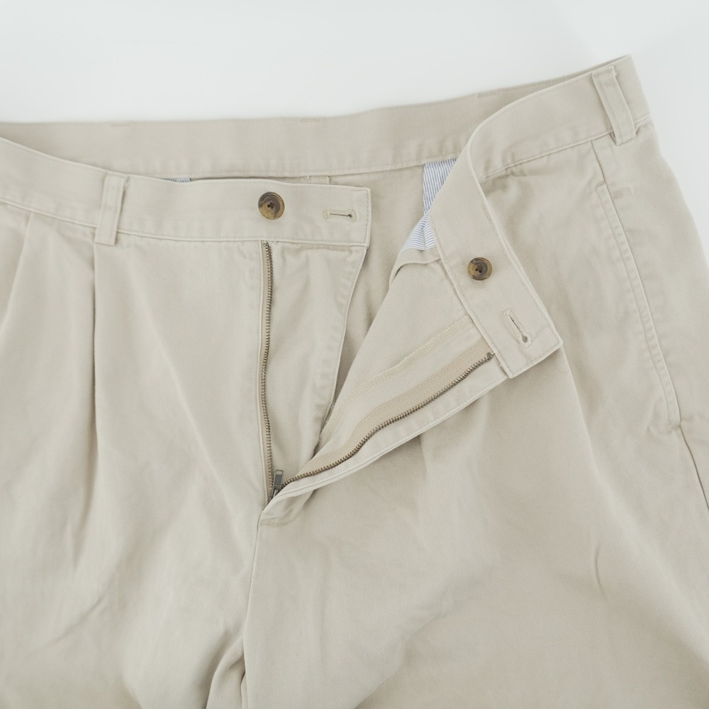 Brooks Brothers 346 Chino Pants Mens 40x30 Khaki Beige Pleated Cuffed Cotton
